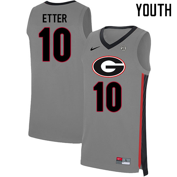 Youth #10 Jaxon Etter Georgia Bulldogs College Basketball Jerseys Sale-Gray